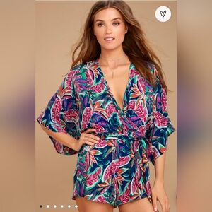 Lulus Hypnotized Purple Botanical Print Romper Sz M